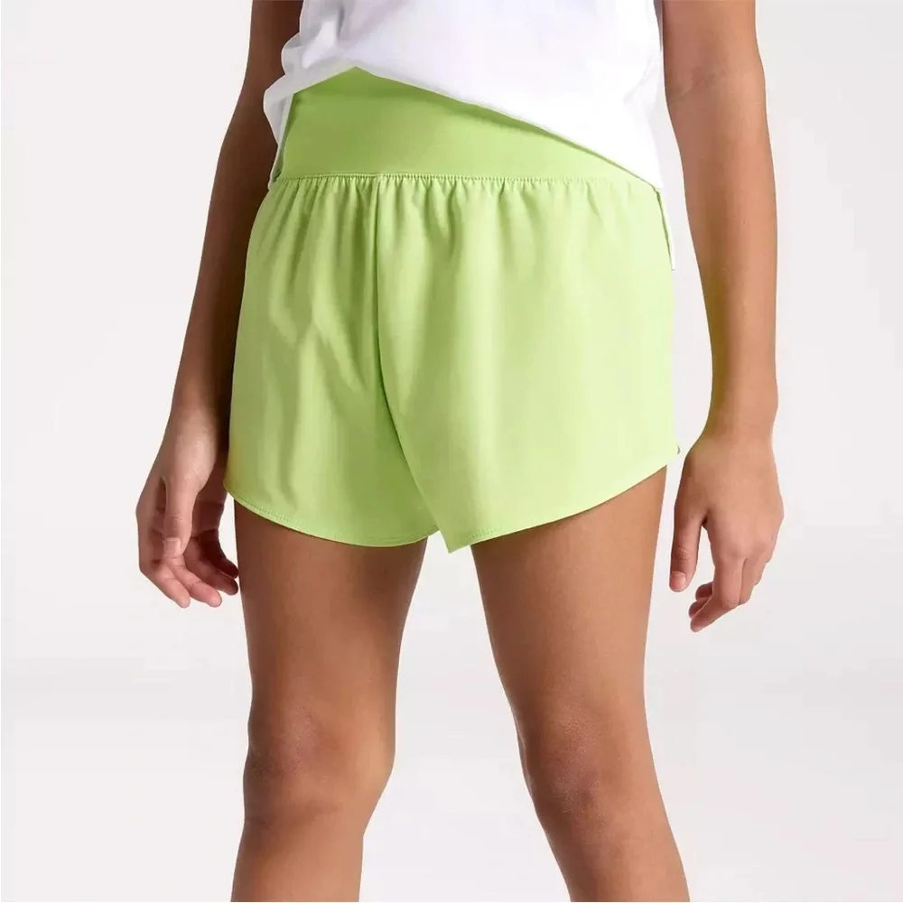 DSG Girl's XL Neon Pear High Rise Performance Shorts Lined Knit Waistband NWT